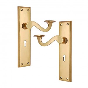"Kohath" Brass Door Handle with Plate 